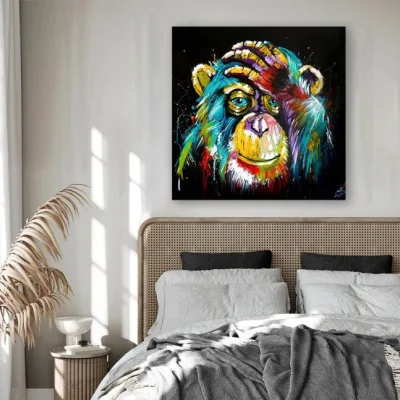 Fabbrica Commercio all&prime;ingrosso scimpanzé colorati tela decorativa dipinti graffiti Wall Art
