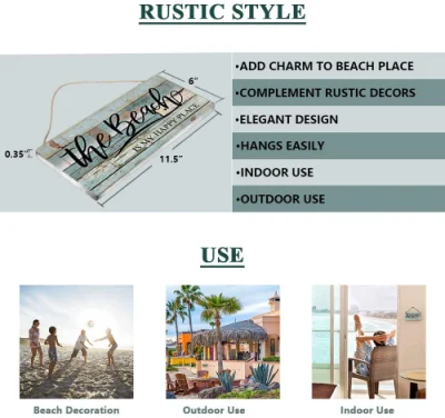 Factory Wood Beach insegne decorazione targa con parete a tema costiero Arredamento per la camera Home