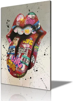 Graffiti Wall Art Graffiti Canvas Wall Art Tongue Graffiti Art Stampa di tela Poster Wall Art colorata
