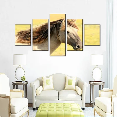 Tela moderna pittura Arte immagine della parete 5 pezzi Cavallo animale