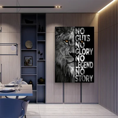 Pittura bianco nero Lion immagine tela Poster Wall Art ispirato Wall Art arredamento per la casa