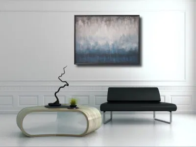 Dipinti a mano a olio di Abstract Bianco e Blu moderno per Arredamento domestico