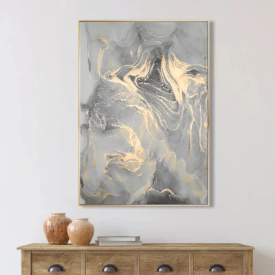 Vendita all&prime;ingrosso personalizzata 3 pannelli Abstract telaio galleggiante tela Wall Art Arredamento Casa Oro lamina immagine Design cornice tela parete Arte