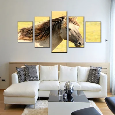 Tela moderna pittura Arte immagine della parete 5 pezzi Cavallo animale
