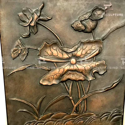 Home decorazione Bronzo scultura Loto Emboss Pittura