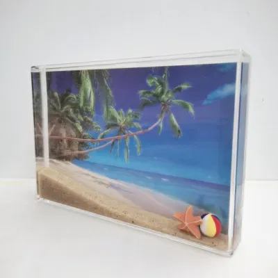 Cornice fotografica a liquido con sabbia e galleggianti