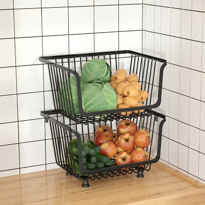 3 livelli cucina multifunzionale cestelli per la conservazione della frutta vegetale impilabili verdure Contenitori di stoccaggio