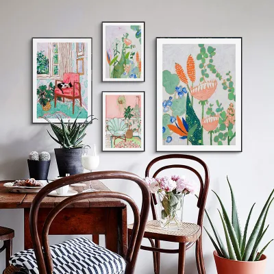 Botanica moderna pianta estetica Posters minimalista pittura incorniciata Wall Art Per l&prime;arredamento della camera