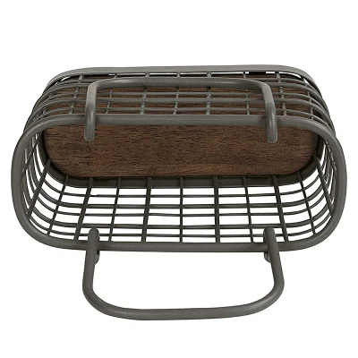 Supporto per tovaglioli elegante e facile da trasportare supporto per serviette in metallo pesante Con manico e base in legno