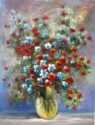 Riproduzione artigianale Flower Landscape tela dipinto ad olio per decorazione a parete