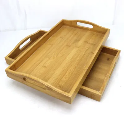 Grossista cucina personalizzata cibo di lusso in legno che serve vassoio rustico con Logo maniglia