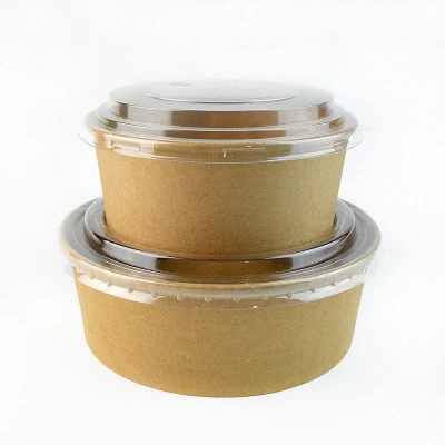 Contenitore monouso per insalata di frutta imballaggio scatola di prelievo carta monouso Recipiente per insalate con coperchio