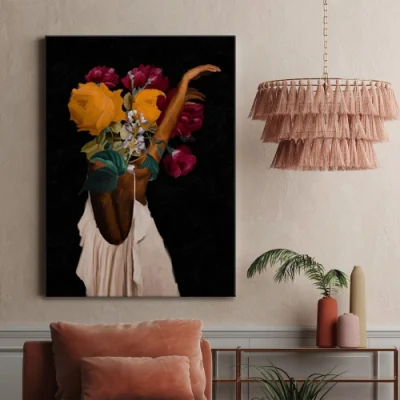 Stampa HD personalizzata su tela da parete artistica floreale messicano elegante Pittura di tela di bellezza per decorazione domestica