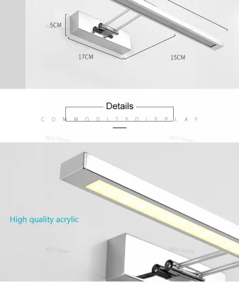 Specchio luce LED bagno parete luce specchio vetro impermeabile anti-nebbia Lampada LED per cabinet in acciaio inox Brief moderno (WH-MR-39)