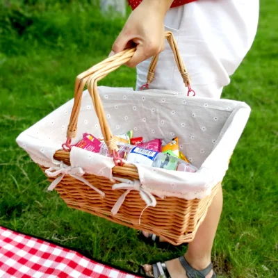 Prezzo scontato Rattan frutta Rattan Rattan frutta Eco-friendly Rosso Verde Grande picnic Cestello di conservazione