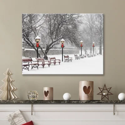 Luce a LED tela da parete per decorazioni da regalo e per la casa Disegno di stampa di paesaggi di neve sulla pittura di tela di luce
