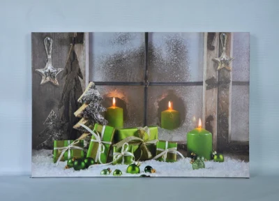 Disegno di Natale di Morden Stampa su decorazioni di tela vernice LED di tela Wall Art si illumina per Home Decorative