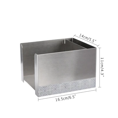 Dispenser di tovagliolo in metallo per cucina Tidy Bar in acciaio inox multifunzione Supporto barra Organizzatore Caddy