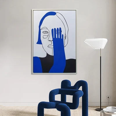Quadri Arte moderna immagini soggiorno Blue Abstract Artwork Line Decorazioni a parete con personaggi