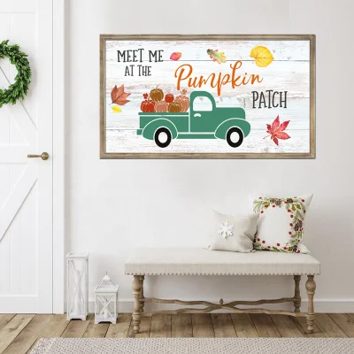  Cornice di legno tela muro arte di stampa a basso costo casa soggiorno Decorazione semplice moderno Pumpkin Holiday Season decor legno massello
