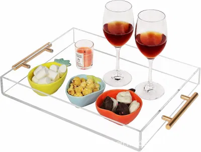 ISO BSCI Factory Commercio all&prime;ingrosso vassoio di servizio in plastica acrilica trasparente personalizzata Per cocktail, drink, Food Party