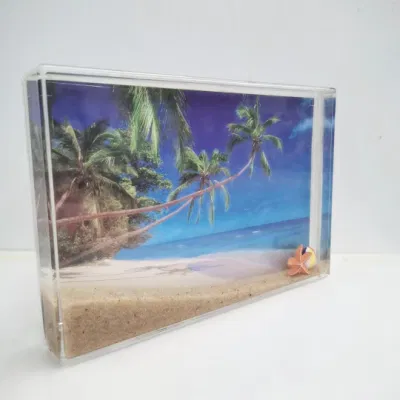 Cornice fotografica a liquido con sabbia e galleggianti