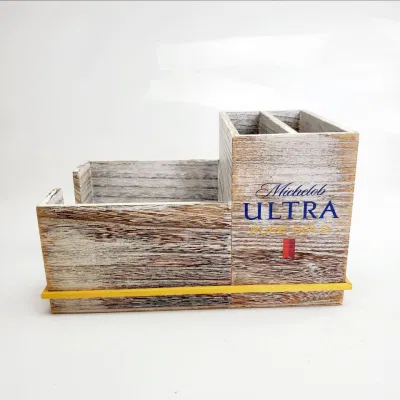 Materiale in legno supporto dispenser di tovaglioli Caddy con logo e schermo in seta personalizzato