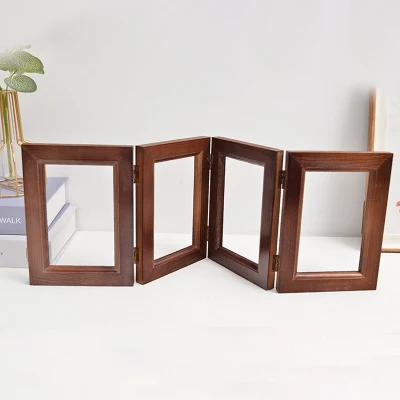 Fivelled pieghevole Triple Cornici Collage Bamboo Cornici con Vetro reale anteriore