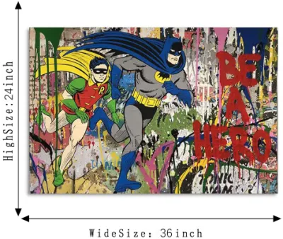 Supereroe Wall Art dipinti ispiratori tela dipinti Graffiti Pop Art Posters Stampa per decorazione della casa 36X24 pollici