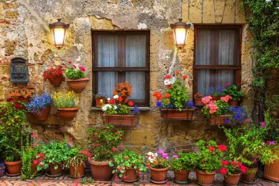 Best-Selling bella strada con tela fiore pittura Wall Art per Arredamento domestico