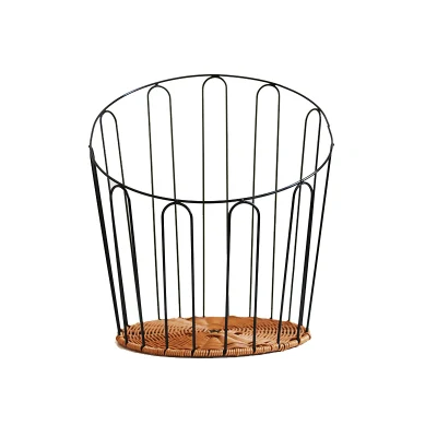 Cesto di stoccaggio di articoli vari in plastica di ferro intrecciato di rattan fatto a mano con un Maniglia