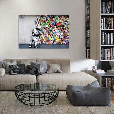 Cheap Classic Street Art Banksy Graffiti Wall Posters Canvas Dipinti colorati Graffiti immagini stampe allungate incorniciate per soggiorno Arredamento domestico