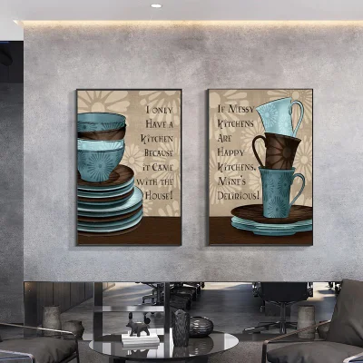  2 pezzi di tela Wall Art pittura incorniciata Picture Display per Home Room Decoration Modern Quotes Kitchen Vintage retro decor