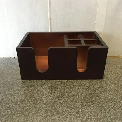 Materiale in legno supporto dispenser di tovaglioli Caddy con logo e schermo in seta personalizzato