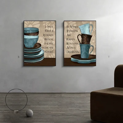 2 pezzi di tela Wall Art pittura incorniciata Picture Display per Home Room Decoration Modern Quotes Kitchen Vintage retro decor