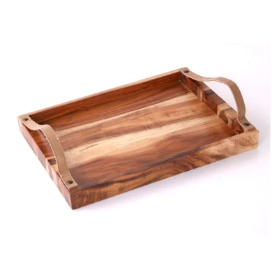 Vassoi di servizio personalizzati in legno di bambù con manici
