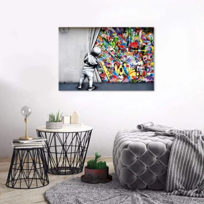 Cheap Classic Street Art Banksy Graffiti Wall Posters Canvas Dipinti colorati Graffiti immagini stampe allungate incorniciate per soggiorno Arredamento domestico