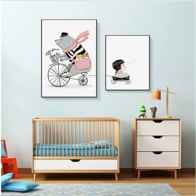 Carino animale bambini decorazione Poster soggiorno Set animale Botanico Posters e stampe Hanging incorniciato Wall Arte