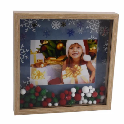 Nuovo legno guardando glitter regalo di Natale cornice fotografica