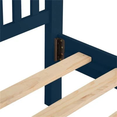 Mandrino da letto a muro in legno dipinto di quercia blu di alta qualità Cornice con doghe di pino Contemporaneo letto piatto per Home Hotel Letto singolo matrimoniale queen size