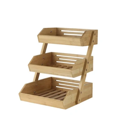 Cesto di frutta di bambù 3 livelli di recipiente vegetale per la cucina di stoccaggio Rack display