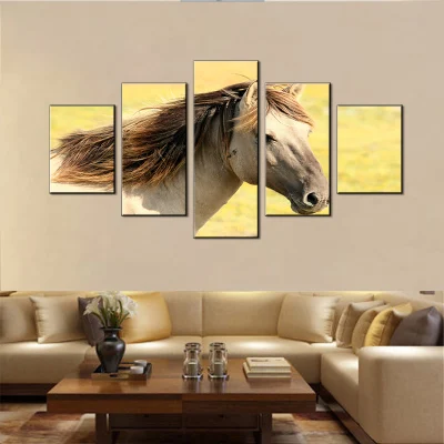 Tela moderna pittura Arte immagine della parete 5 pezzi Cavallo animale
