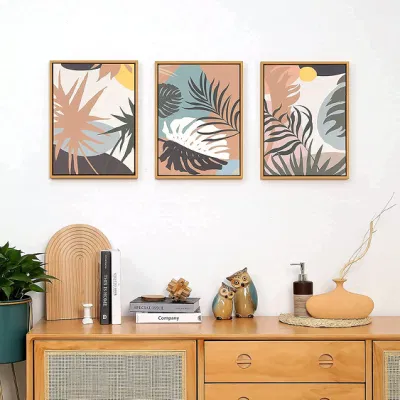 3 pezzi Abstract Canvas natura pianta Wall decorazione incorniciata parete Arte per soggiorno