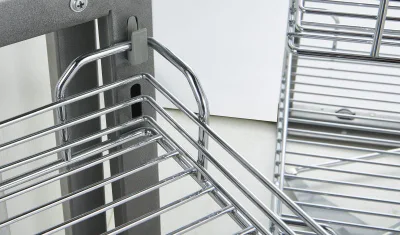 Magic Corner Soft Chiudi cestello cucina estraibile rack portaoggetti cromato Contenitore a cestello con rivestimento per stoccaggio e organizzazione