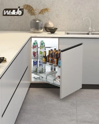  Magic Corner Soft Chiudi cestello cucina estraibile rack portaoggetti cromato Contenitore a cestello con rivestimento per stoccaggio e organizzazione