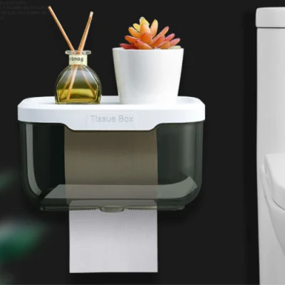 Contenitore per WC a parete per bagno trasparente ripiano per tessuto Supporto per rotolo di carta impermeabile Bl23197