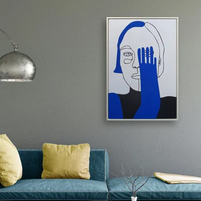 Quadri Arte moderna immagini soggiorno Blue Abstract Artwork Line Decorazioni a parete con personaggi