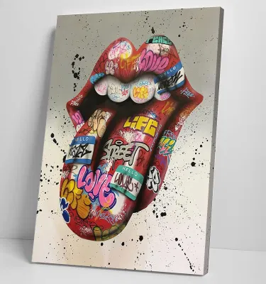 Graffiti Wall Art Graffiti Canvas Wall Art Tongue Graffiti Art Stampa di tela Poster Wall Art colorata