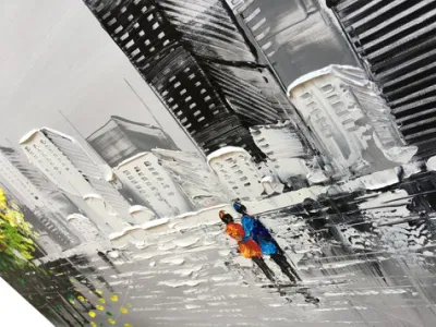 Bianco e nero con Green Tree Cistyscape Wall Art 3D Pittura ad olio testurizzata su tela