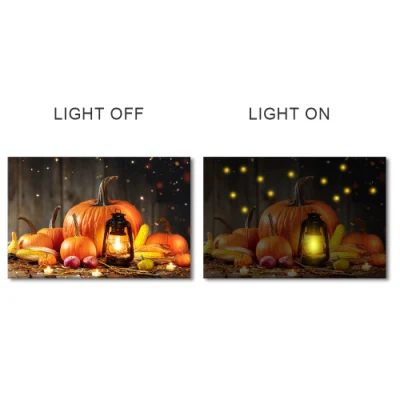 Decorazioni autunnali per la pittura classica di zucca Home Light up LED Luci TV Wall Art